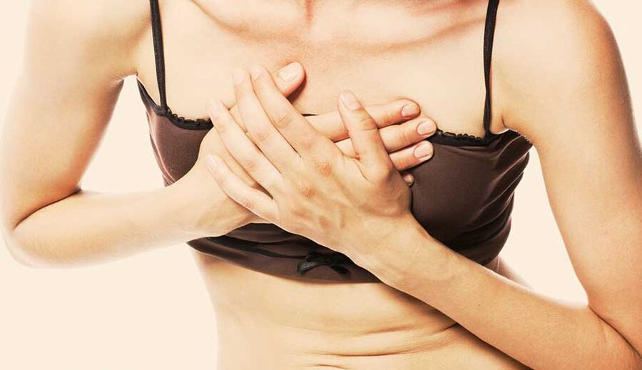 akutna bolečina v prsih je lahko vzrok osteohondroze dojk